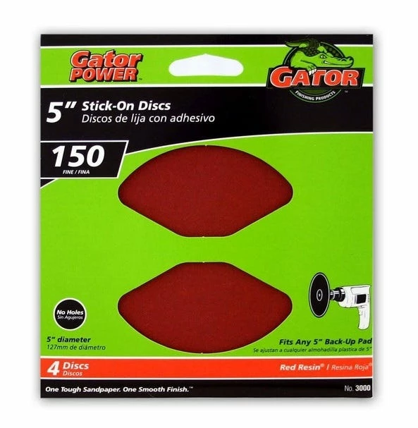 Gator Ali Industries 5 Inch 100 Grit Stick-On Sanding Disc 4 Pack - 3001 - Sandpaper 1 Gator Ali Industries 5 Inch 100 Grit Stick-On Sanding Disc 4 Pack - 3001 - Sandpaper