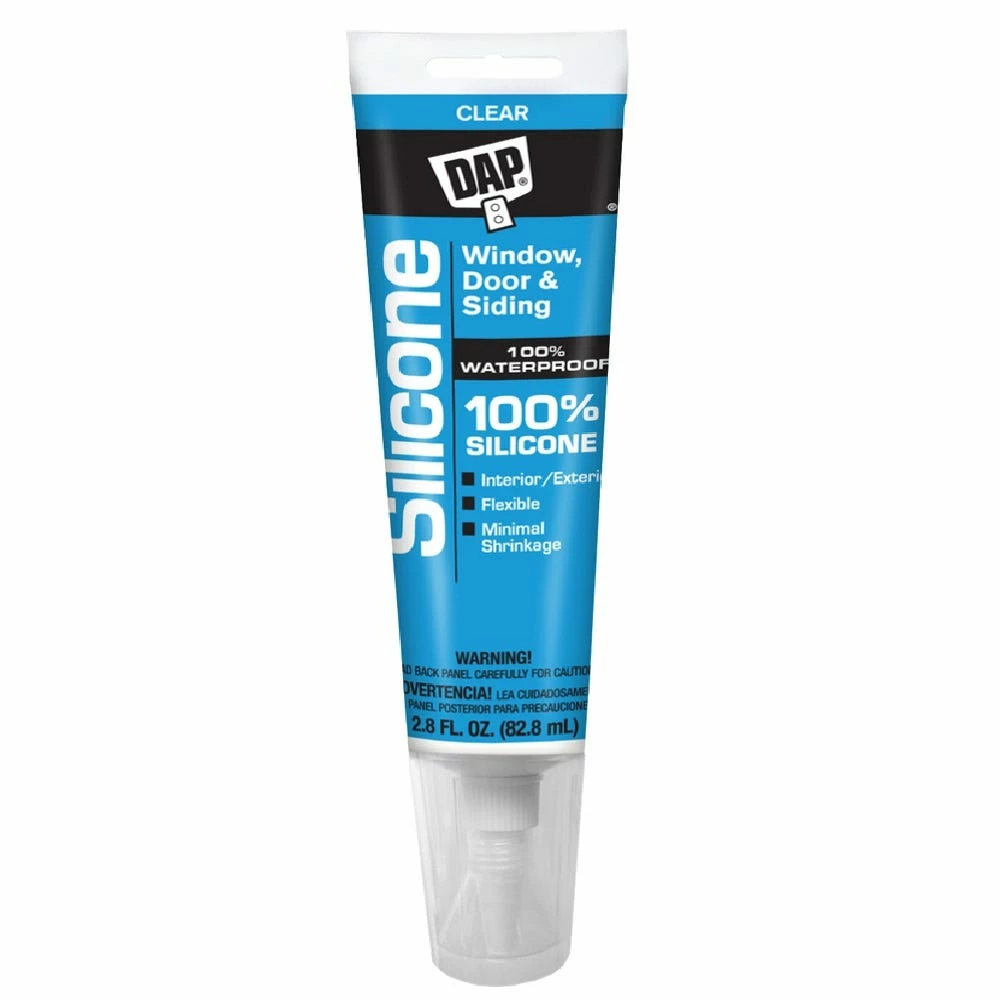 DAP 100% Silicone Rubber All-Purpose Sealant, Clear - 2.8 oz. - 7079800753 - Adhesives Fillers 1 DAP 100% Silicone Rubber All-Purpose Sealant, Clear - 2.8 oz. - 7079800753 - Adhesives Fillers