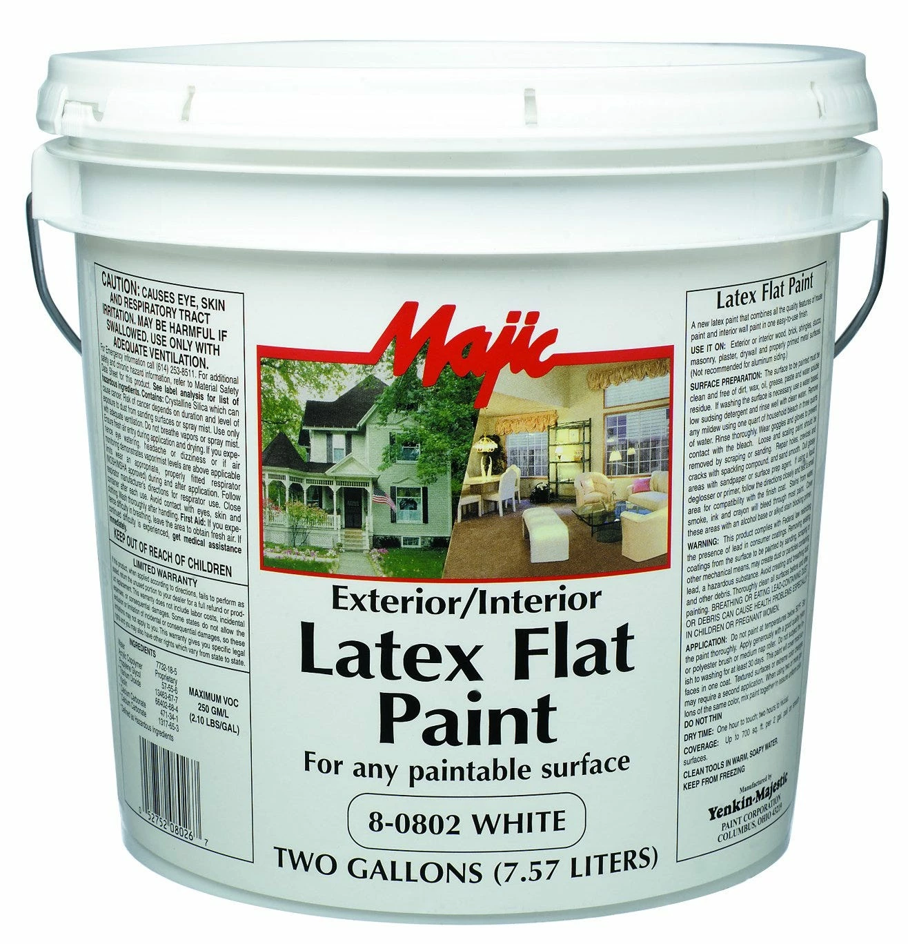 Majic Paint Indoor/Outdoor Latex Flat White 2 Gallon - 8-0802-6 - Exterior Paint 3 Majic Paint Indoor/Outdoor Latex Flat White 2 Gallon - 8-0802-6 - Exterior Paint - Image 3
