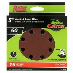 Gator Ali Industries 5 Inch 60 Grit Sanding Disc 15 Pack - 4144 - Sandpaper