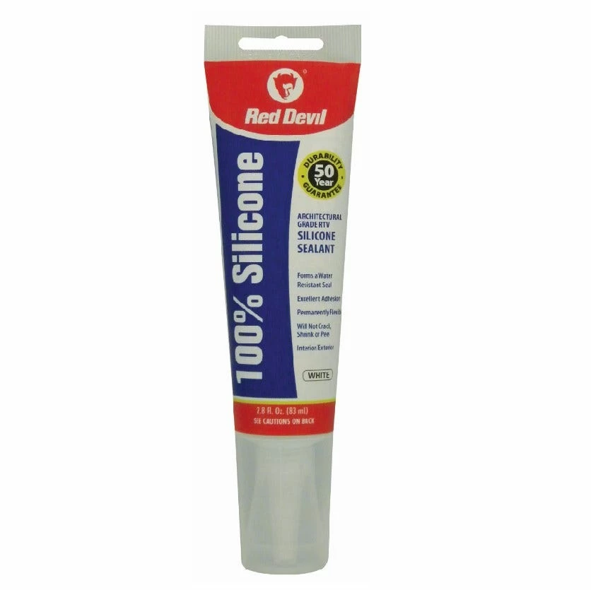 Red Devil 2.8 Oz. 100% Silicone Caulk White - 0810 - Caulk & Sealants 1 Red Devil 2.8 Oz. 100% Silicone Caulk White - 0810 - Caulk & Sealants