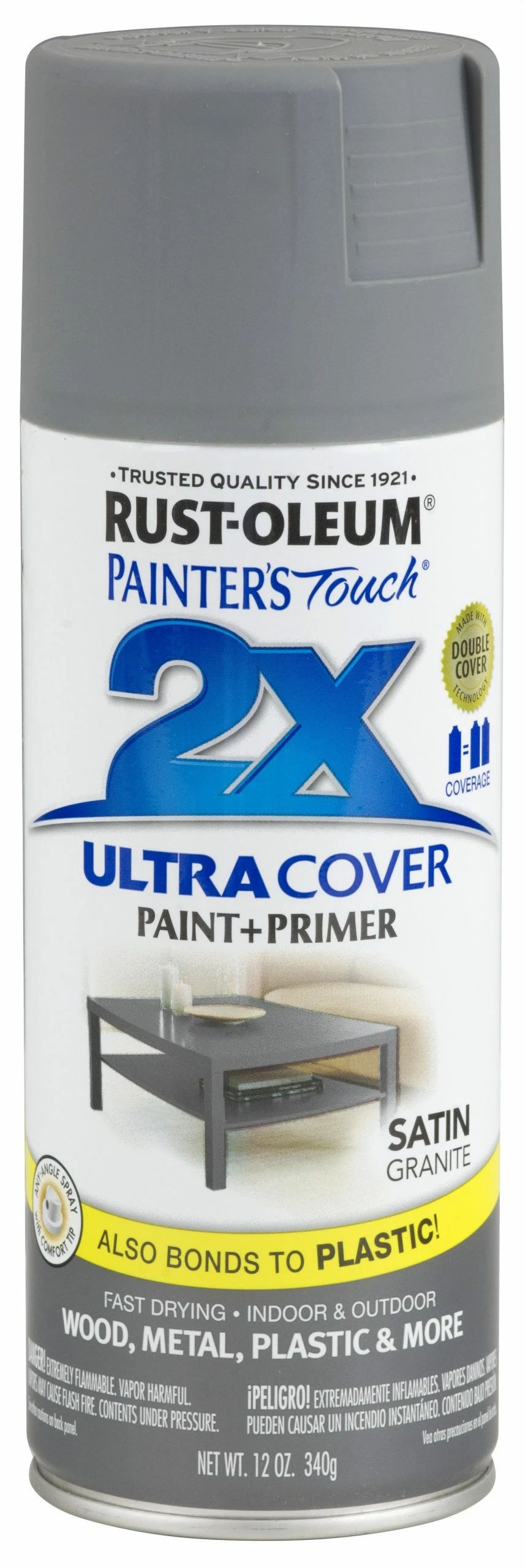 Rust-Oleum Painter's Touch 2 x Ultra Cover Paint and Primer Satin Granite Spray - 249078 - Spray Paint - Image 3