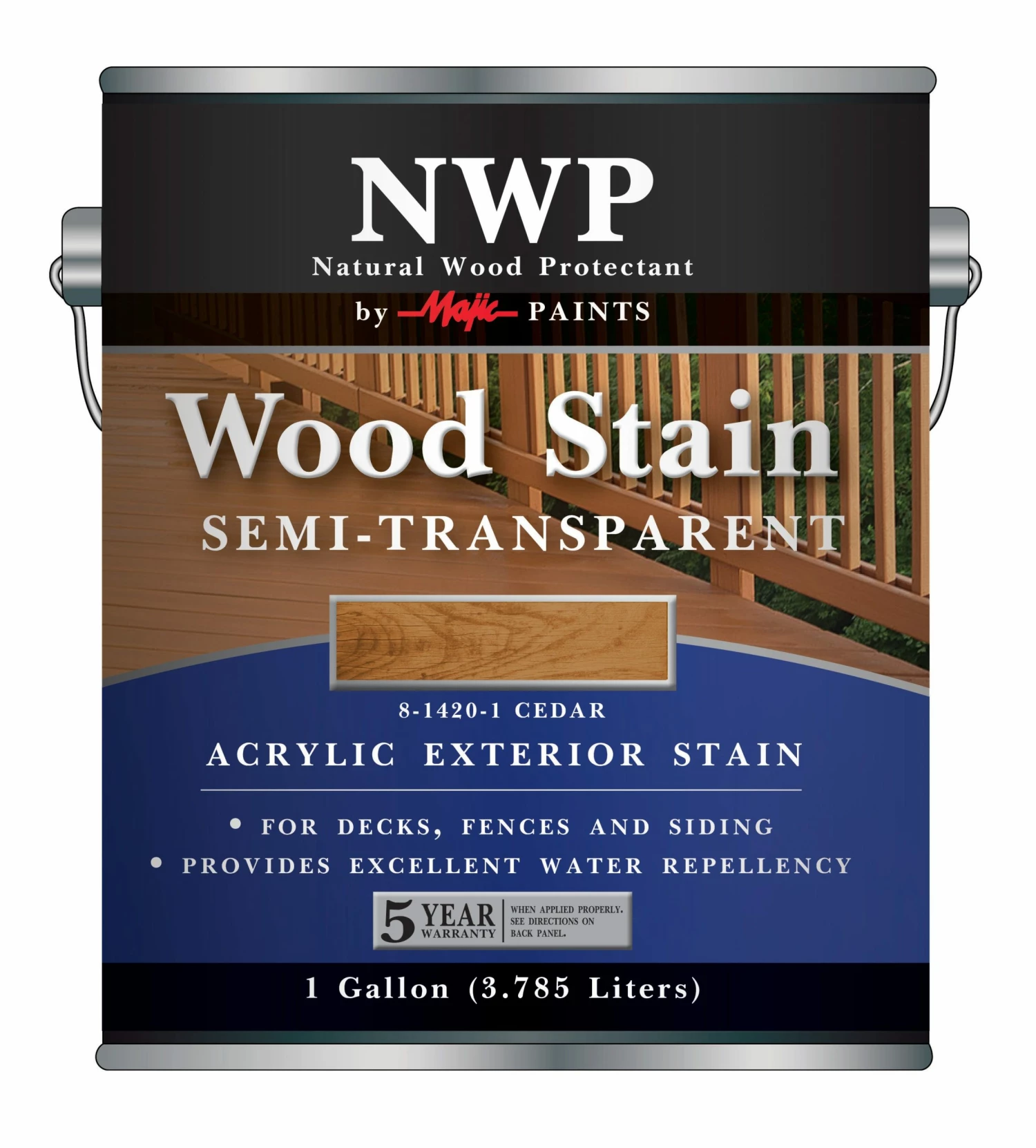 Majic NWP Acrylic Exterior Semi-Transparent Wood Stain Cedar Gallon - 8-1420-1 - Stains 2 Majic NWP Acrylic Exterior Semi-Transparent Wood Stain Cedar Gallon - 8-1420-1 - Stains - Image 2