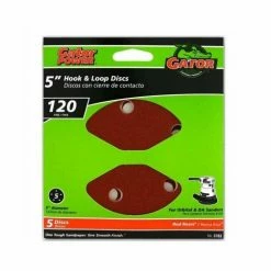 Gator Ali Industries 5 Inch 120 Grit 5 Hole Hook & Loop Sanding Disc 5 Pack - 3783 - Sandpaper