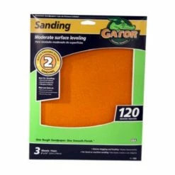 Ali Industries Gator EZ123 9 Inch x 11 Inch 120 Grit Sandpaper Sheet 3 Pack - 7263