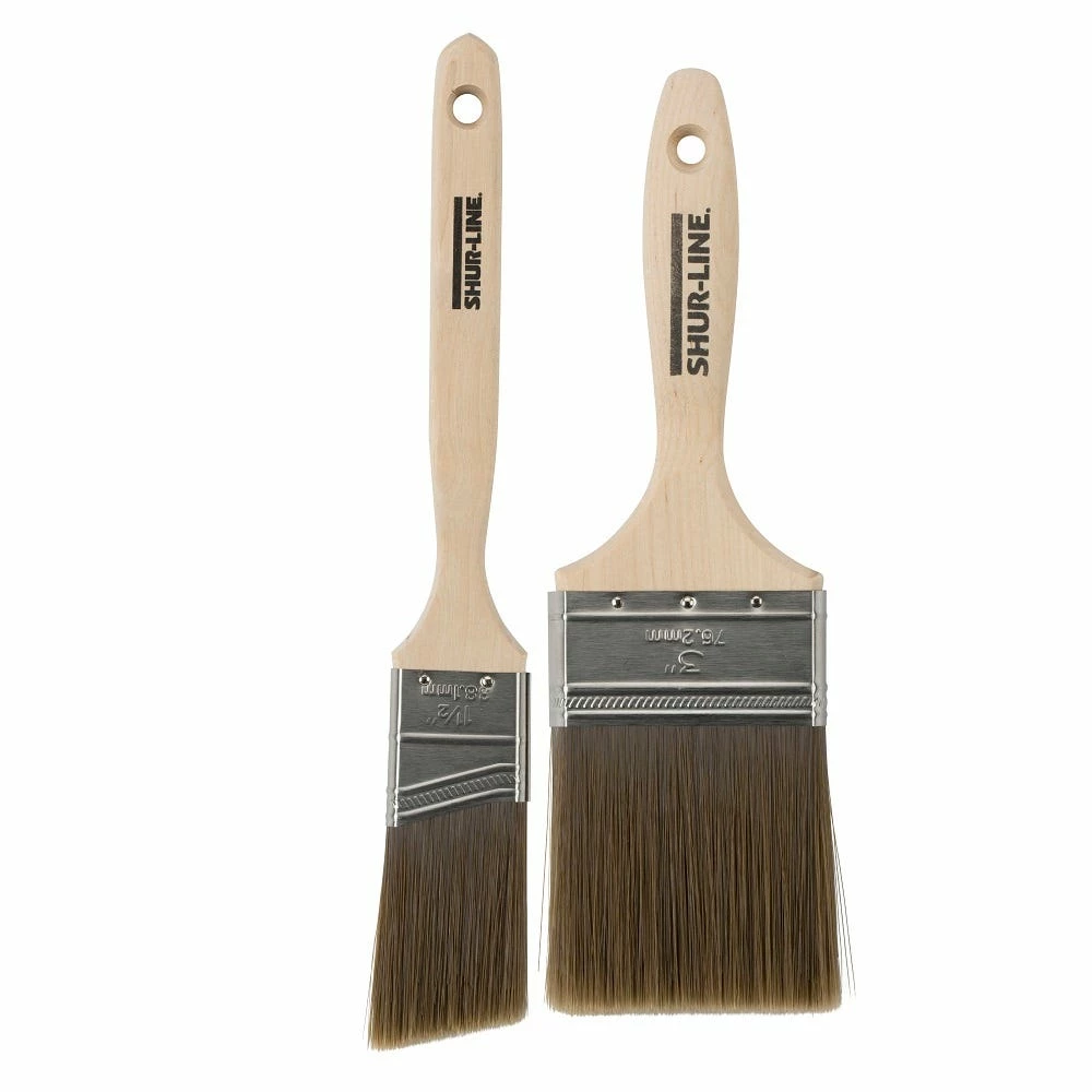 Shur-Line 2 Pc Brush Solid Poly 1.5 Inch Angle / 3 Inch Varnish - 70003M2PCA - Brushes - Image 2