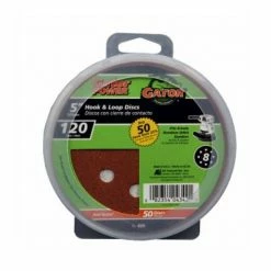 Gator Ali Industries 5 Inch 8 Hole Hook & Loop 120 Grit Disc 50 Pack - 4342 - Abrasives