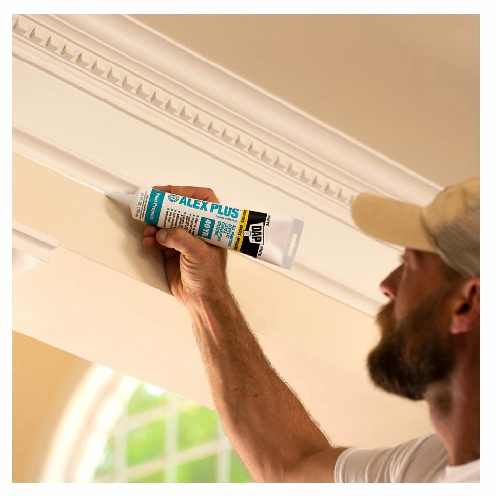 DAP Alex Plus All Purpose Acrylic Latex Caulk Plus Silicone - White, 5.5 oz. - 7079818128 - Caulk & Sealants 2 DAP Alex Plus All Purpose Acrylic Latex Caulk Plus Silicone - White, 5.5 oz. - 7079818128 - Caulk & Sealants - Image 2