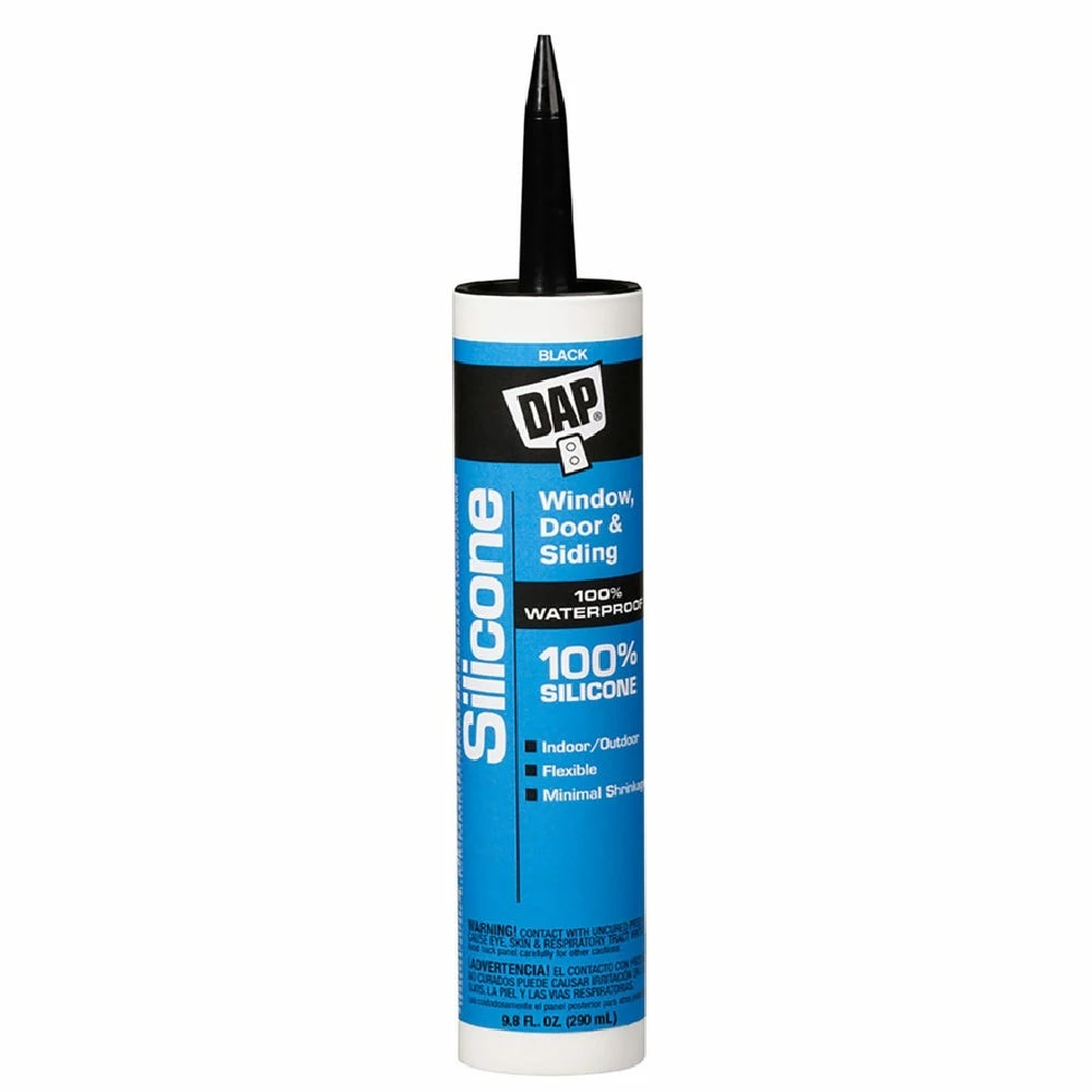 DAP 100% Silicone Rubber All-Purpose Sealant - Black, 9.8 oz. - 7079808642 - Caulk & Sealants 1 DAP 100% Silicone Rubber All-Purpose Sealant - Black, 9.8 oz. - 7079808642 - Caulk & Sealants
