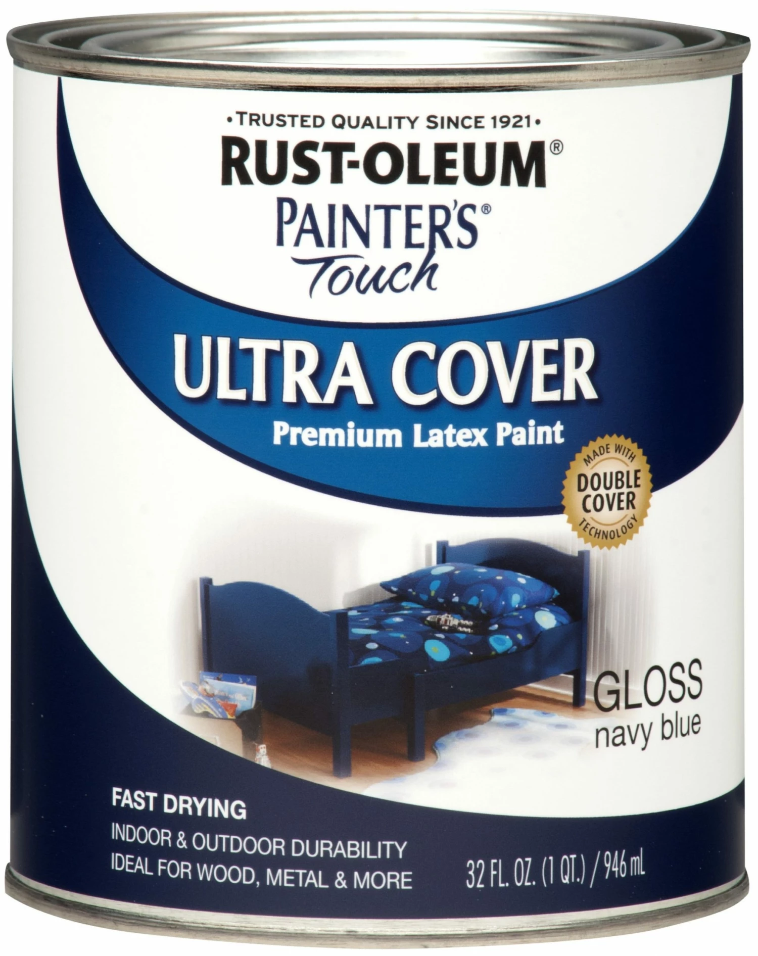 Rust-Oleum Painters Touch Ultra Cover Premium Latex Paint Navy Quart - 1922502 - Paint, Primer & Stain