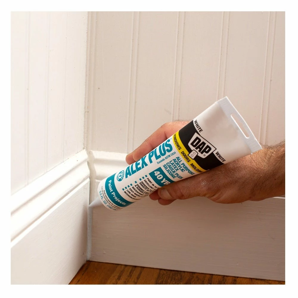 DAP Alex Plus All Purpose Acrylic Latex Caulk Plus Silicone - White, 5.5 oz. - 7079818128 - Caulk & Sealants 5 DAP Alex Plus All Purpose Acrylic Latex Caulk Plus Silicone - White, 5.5 oz. - 7079818128 - Caulk & Sealants - Image 5