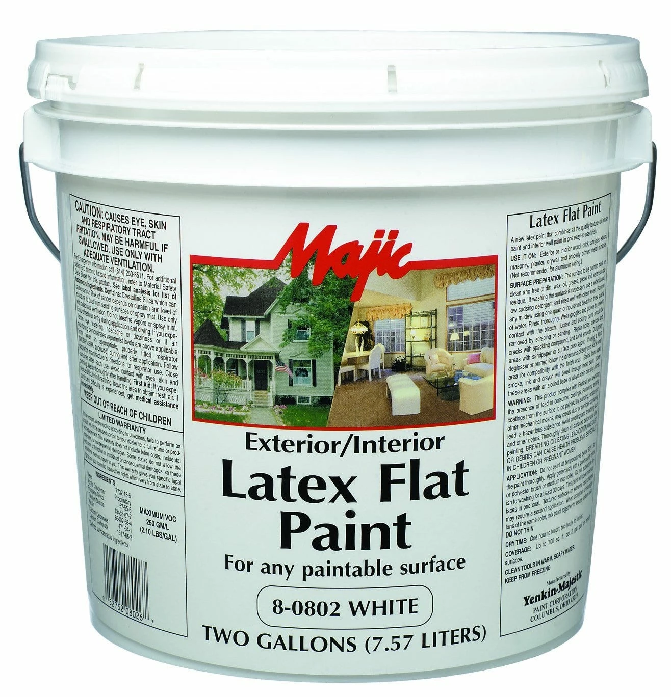 Majic Paint Indoor/Outdoor Latex Flat White 2 Gallon - 8-0802-6 - Exterior Paint 1 Majic Paint Indoor/Outdoor Latex Flat White 2 Gallon - 8-0802-6 - Exterior Paint