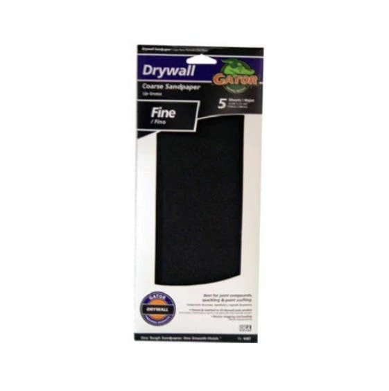 Gator Ali Industries 4.25 Inch x 11.25 Inch 100 Grit Fine Drywall Sandpaper 5 Pack - 4487 1 Gator Ali Industries 4.25 Inch x 11.25 Inch 100 Grit Fine Drywall Sandpaper 5 Pack - 4487
