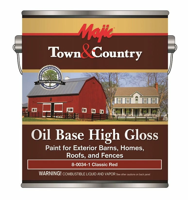 Majic Town & Country Exterior Oil Base High Gloss Paint Classic Red Gallon - 8-0034-1 - Exterior Paint 1 Majic Town & Country Exterior Oil Base High Gloss Paint Classic Red Gallon - 8-0034-1 - Exterior Paint