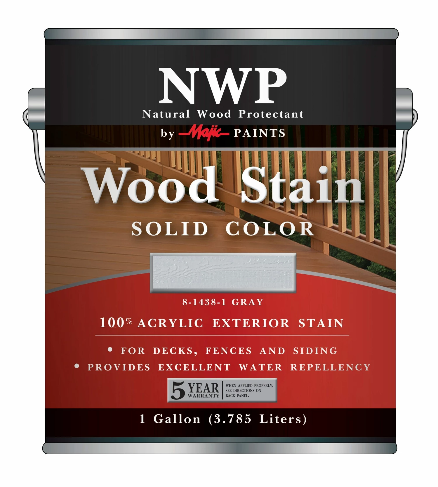 Majic NWP 100% Acrylic Exterior Solid Color Wood Stain Gray Gallon - 8-1438-1 - Stains 1 Majic NWP 100% Acrylic Exterior Solid Color Wood Stain Gray Gallon - 8-1438-1 - Stains