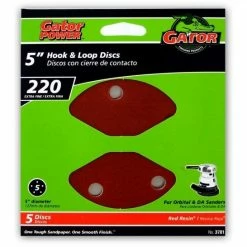 Gator Ali Industries 5 Inch 220 Grit Sanding Disc 5 Pack - 3781 - Sandpaper
