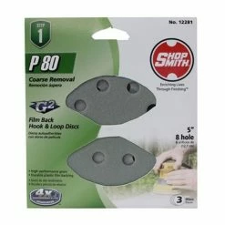 Gator Ali Industries Shopsmith 5 Inch 8 Hole 40 Grit Hook & Loop Sanding Disc 3 Pack - 12280 - Sandpaper