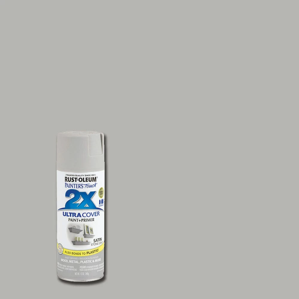 Rust-Oleum Painter's Touch 2 x Ultra Cover Paint and Primer Stone Gray Satin Spray - 249855 - Spray Paint 3 Rust-Oleum Painter's Touch 2 x Ultra Cover Paint and Primer Stone Gray Satin Spray - 249855 - Spray Paint - Image 3