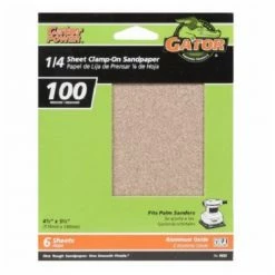 Gator Ali Industries 1/4 Sheet 4 Inch x 5 Inch 100 Grit Clamp-On Sandpaper 6 Pack - 5032