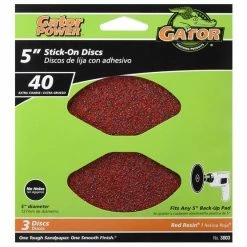 Gator Ali Industries 5 Inch 40 Grit Sanding Disc 3 Pack - 3003 - Sandpaper