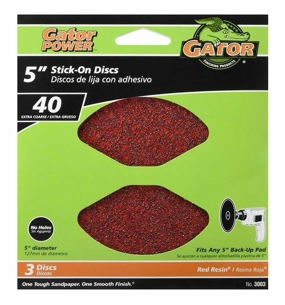 Gator Ali Industries 5 Inch 40 Grit Sanding Disc 3 Pack - 3003 - Sandpaper 1 Gator Ali Industries 5 Inch 40 Grit Sanding Disc 3 Pack - 3003 - Sandpaper