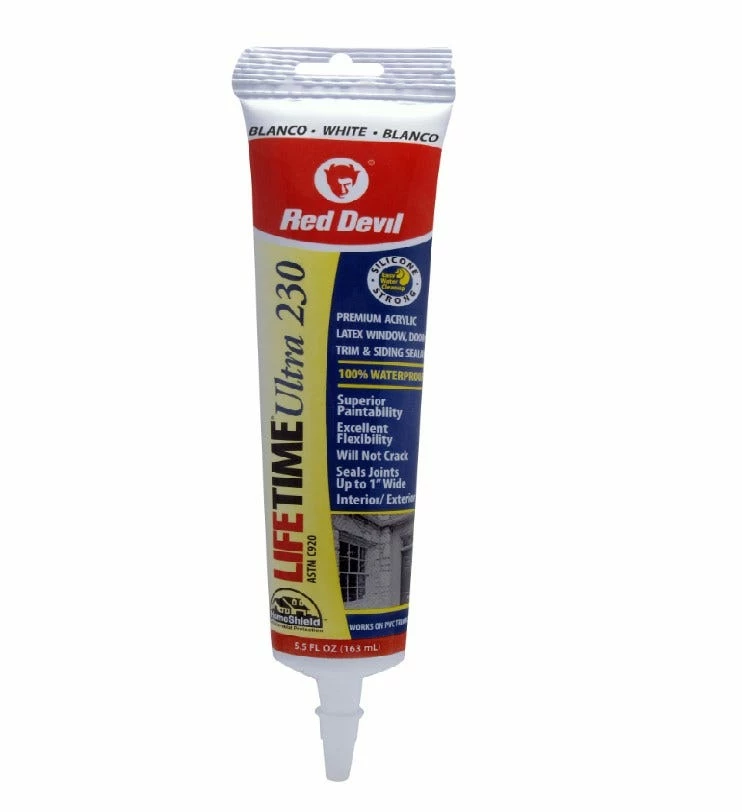 Red Devil 5.5 Oz. Lifetime Ultra White Caulk - 0775 - Caulk & Sealants 1 Red Devil 5.5 Oz. Lifetime Ultra White Caulk - 0775 - Caulk & Sealants