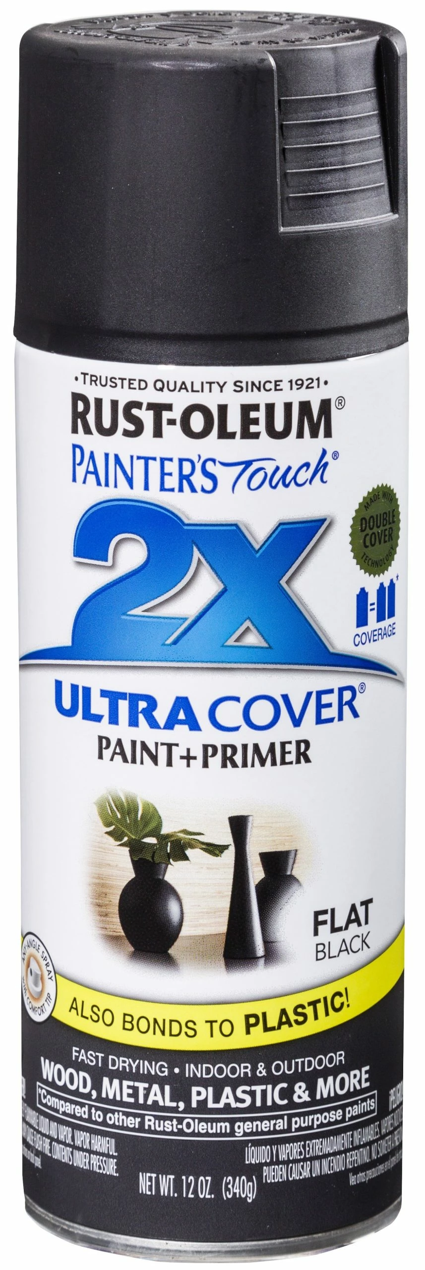 Rust-Oleum Painter's Touch 2 x Ultra Cover Paint and Primer Flat Black Spray - 249127 - Spray Paint - Image 2